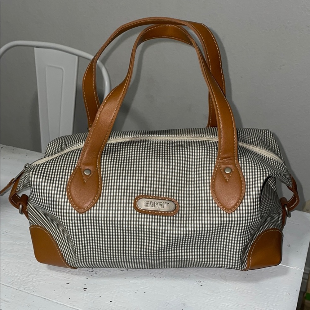 Esprit Brown and White Checkered Women's Bag doctors bag preppy like new outer